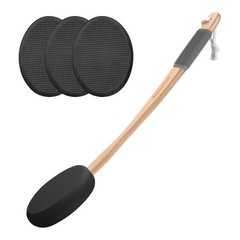 AmazerBath Lotion Applicator for Back, Feet, 4 Replacement 4 Piece Set, Black
