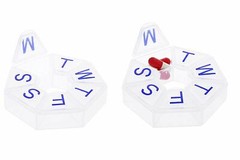 Premium Weekly Pill Organizer Clear 7 Sided Case for Daily Supplements 2 pack