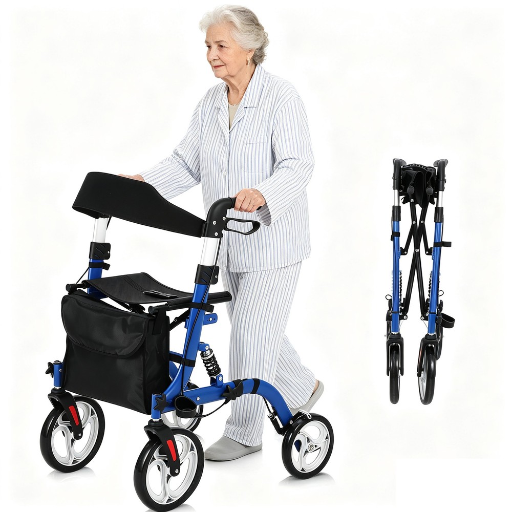 All Terrain Walkers Rollator Walker Upright Walker with Seat Foldable for Senior