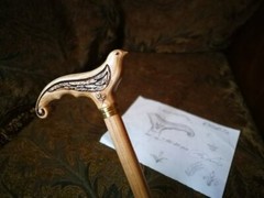 New Elegant Cane Walking Stick for Ladies Women Wooden carved Swallow Bird Light