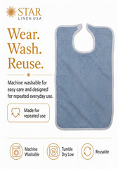 Adult Bibs For Eating, Washable Reusable Clothing Protector Adjustable Closure