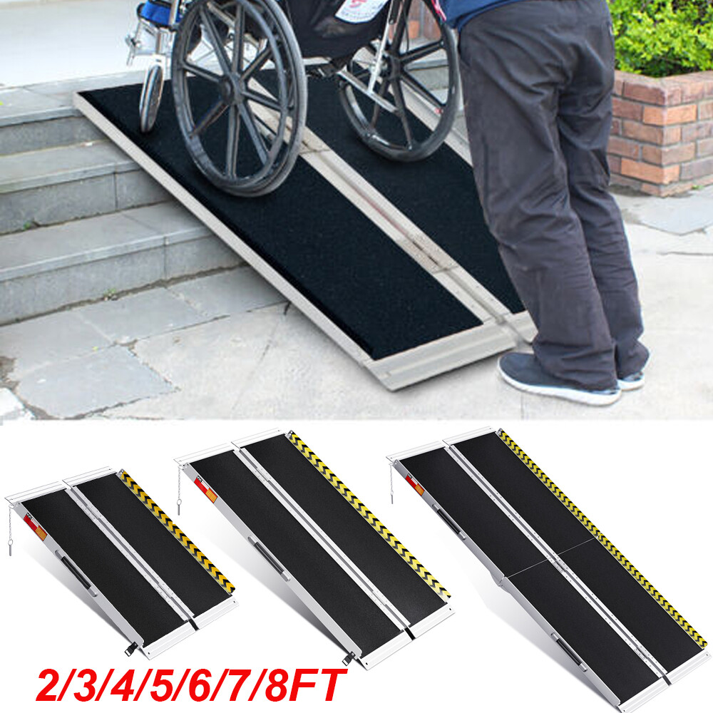 2-10ft Aluminum Multi-Folding Wheelchair Scooter Mobility Ramp Portable Non-Slip