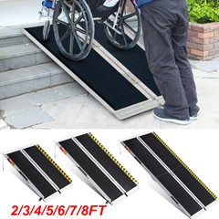 2-10ft Aluminum Multi-Folding Wheelchair Scooter Mobility Ramp Portable Non-Slip