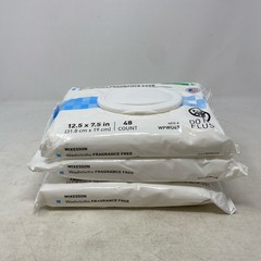 McKesson Unscented White Washcloth Wipes 48ct x3 (144) WPWU48