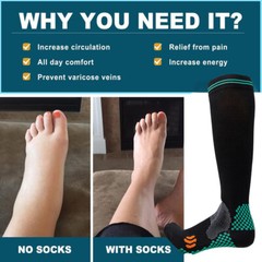 3Pair Neuropathy Compression socks Calf High Solid Support Stockings For Unisex