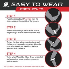 Sleeve Stars Elbow Brace Adjustable Tennis Golf Pain Relief Strap Black