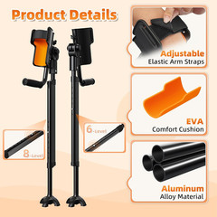 Adjustable Forearm Crutches for Adults–10-Level Height Ergonomic Arm Crutches, A
