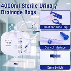 4000ml Urinary Drainage Bag, 3 Pack Catheter Bags for Women and Men, Professi…