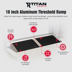 Titan Ramps 10 Inch Aluminum Threshold Ramp for Doorways (Open Box)