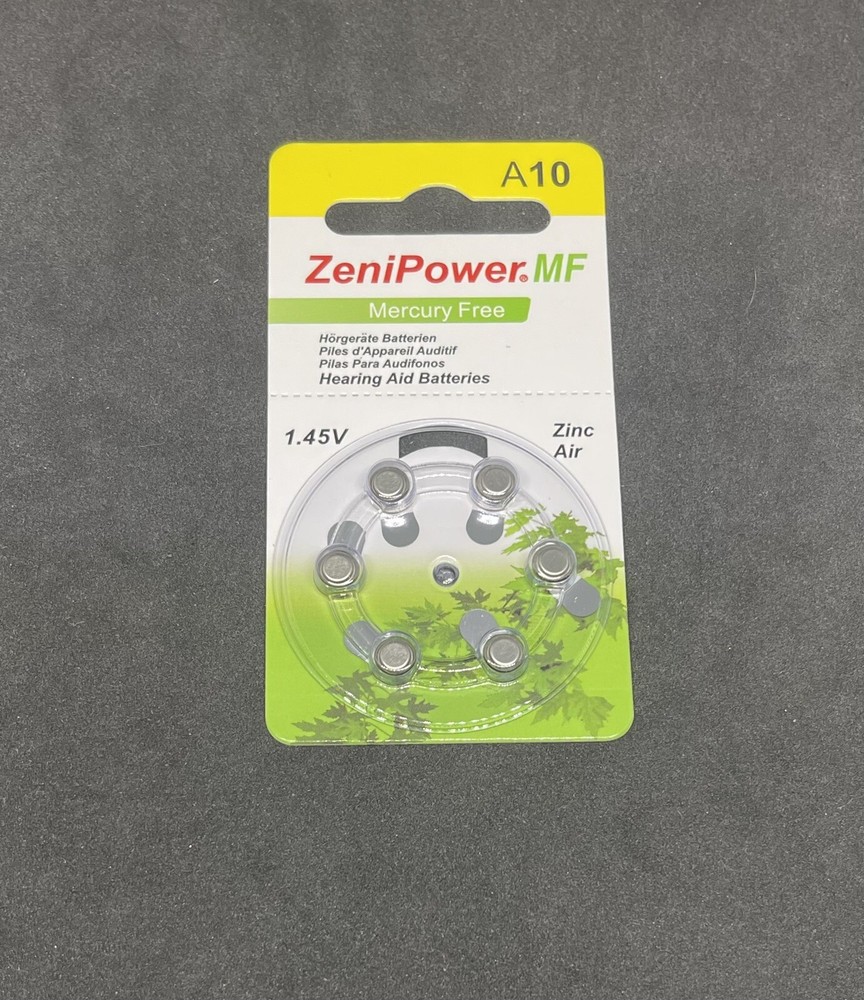 6 PACK Size A10 Hearing Aid Batteries by ZeniPower ZINC AIR 1.45V FRESH 06/2026