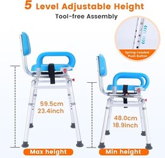 Sliding Shower Chair Tub Transfer Bench with 360° Swivel Seat Adult Elderly NEW