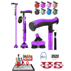 Walking Cane for Seniors Lightweight Adjustable Collapsible Sturdy with Soft TPR