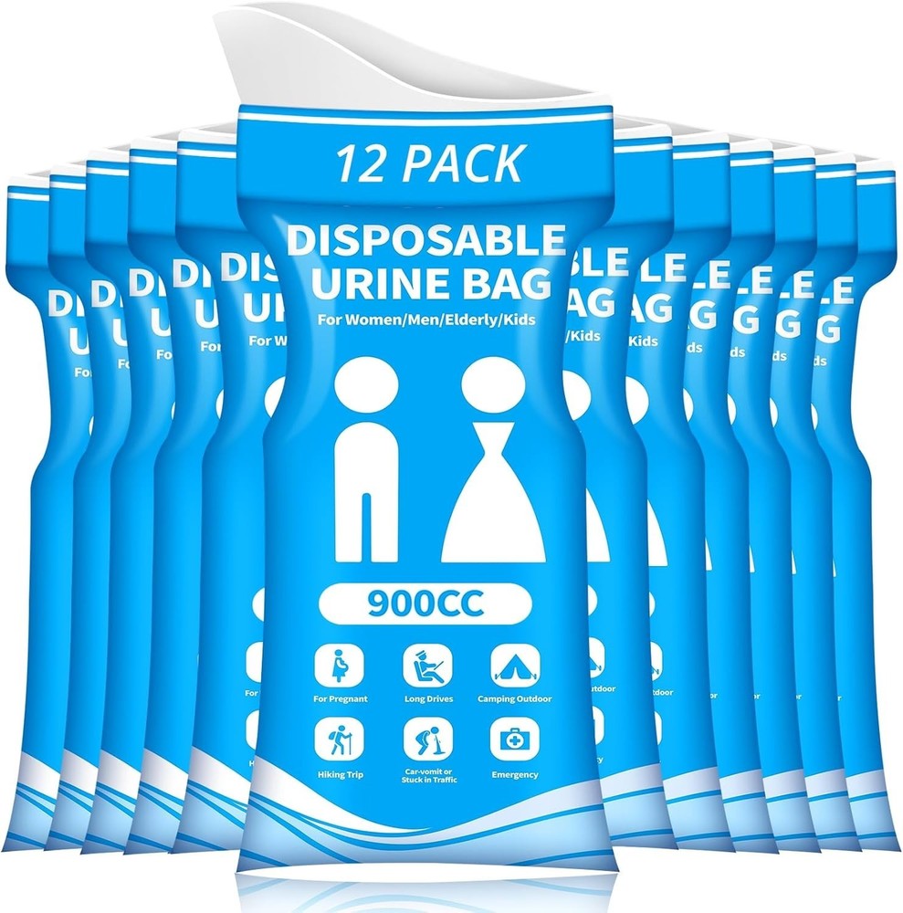 900ML Disposable Pee Bags 12PCS | Travel Urinal for Men Women Kids Camping