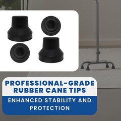 4 Pack 1/2 Inch Heavy Duty Quad Cane Tips Rubber Replacement Tips for Walkers