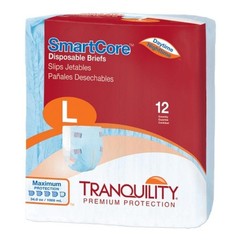 Tranquility SmartCore Briefs Adult Large Unisex 45 to 58 In Waist/Hip Blue 96 Ct