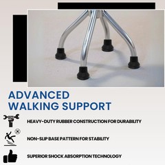 4 Pack 1/2 Inch Heavy Duty Quad Cane Tips Rubber Replacement Tips for Walkers