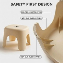Plastic Step Stool Heavy Duty ABS Bathroom Shower NonSlip Light Beige