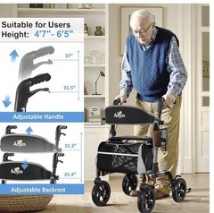 Walkers for Seniors, Rollator Walker with Seat, 350 Lb Weight Capacity, 18″ Big