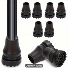 10pcs Black Rubber Walking Cane Tips 22mm Non-Slip Self-Standing