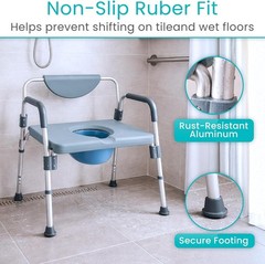 Bariatric Bedside 4-in-1 Commode 550 lb Capacity Bariatric Shower Chair &