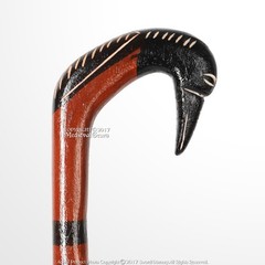 36′ Handcrafted Eucalyptus Wood Walking Stick Cane Etched Bird Shape Handle