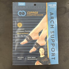 Genuine and Brand New Copper Compression Arch Support – Non-Slip 1 Pair – Black