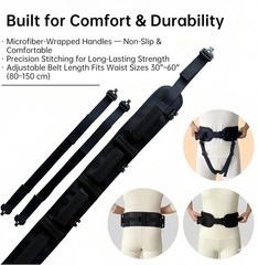 Gait Belt, Upgraded with Metal Buckle & Detachable Leg Straps, 7 Reinforced Hand