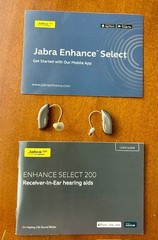 2 JABRA ENHANCE SELECT 200 HEARING AIDS IN BOX WITH ACCESSORIES AND MANUAL