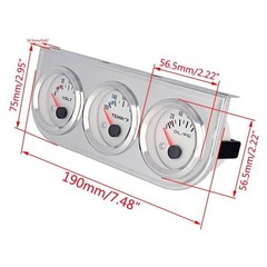 Chrome 3 in1 Triple Auto Gauge Meter Kit 52mm (8-16V Volt Meter +10… Fast Ship