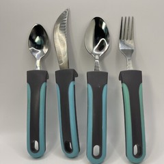 Bunmo Adaptive Silverware 4 Pc For Elderly Arthritis Medium Weight 3.35 oz
