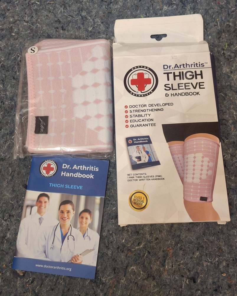 Dr Arthritis Thigh Hamstring Compression Sleeve Brace Size Small Pink 2-Pcs Pair