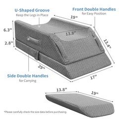 Adjustable Leg Elevation Pillows for Swelling After Surgery, Double Leg, Grey