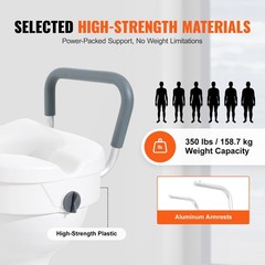 VEVOR Raised Toilet Seat 5″ Height Raised 350 lbs for Round and Elongated Toilet