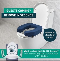Lunderg Padded Toilet Seat Riser for Seniors – 2 inches. Universal Fit – Firm