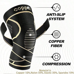 2 Pcs Copper Knee Compression Sleeve Plus Size Joint Support Running Gym Unisex