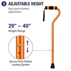 Sky MedSupply Int’l Corp Standard Offset Walking 0.64 Pound Aluminum Orange