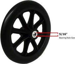Wheelchair Front Wheel 8 inch Heavy Duty 5/16 inch Bearing 2-3/8 inch Hub Width