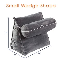 Wedge Shaped Backrest Pillow with Detachable Bolster for Watching TV and Reading