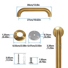Shower Grab Bar, 2 Pack 12 Inch Gold Bathroom Safety Bar, 1.25″ Diameter 304