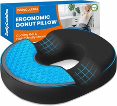 Donut Pillow for Tailbone Pain, Hemorrhoids – Cooling Gel Memory Foam Chair Seat