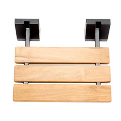 15.75 In. W X 4.25 In. D Wall-Mounted Shower Seat with Black Matte Joints in Nat