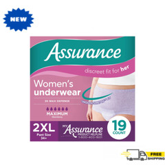 Assurance Women’s Incontinence & Postpartum Underwear, XXL, (19 Count) Unscented
