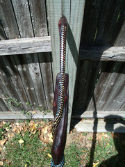 43″ Hand Carved Painted Wood Walking Stick Cane Warrior Wood Bearded Snake Man
