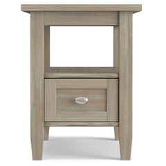 Simplihome Warm Shaker End – 14 Inch Wide Solid Wood Narrow Side In Distressed