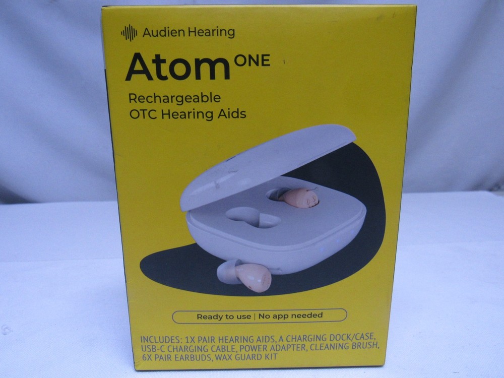 NEW Audien Hearing ATOM one 1 Wireless Rechargeable OTC Hearing AIDS