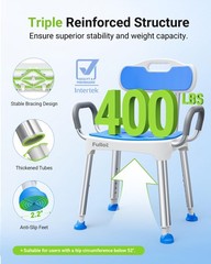 Wide Shower Chair for Inside Shower, Stable Bracing Design, 400 lbs