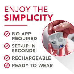 RCA OTC In-Ear Hearing Aids, Rechargeable, 15-Hour Batter