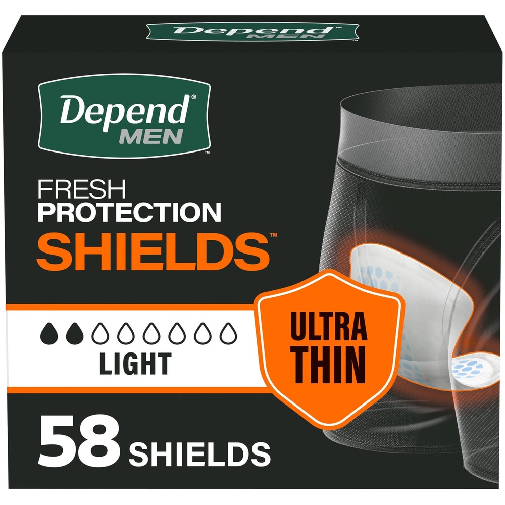 Shields Incontinence Pads for Men, Light Absorbency, 58 Count, Packaging May …