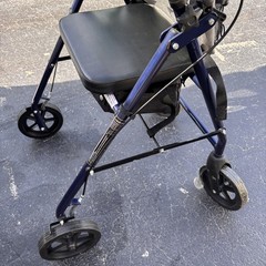 Probasics 4-Wheel Rollator Walker with Padded Seat, Backrest & Storage Bag Blue