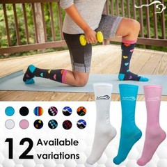 Classic Compression Socks (15-20 mm/Hg) Anti-Fatigue,Black, Blue, Pink and White